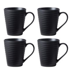 Lenox Everyday Flatware Ridge Black Mugs, Set of 4