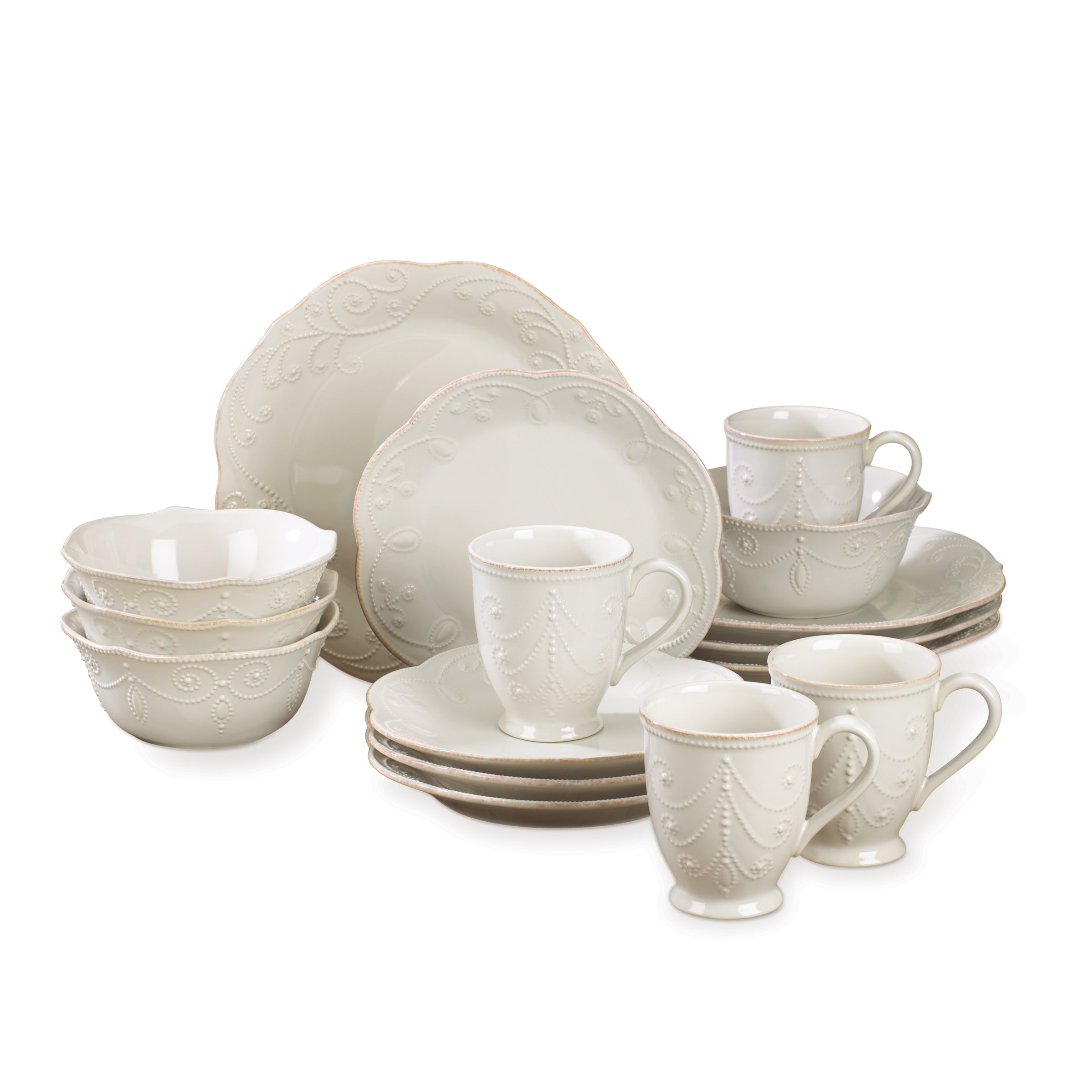 Lenox Everyday Flatware French Perle White 16-Piece Dinnerware Set
