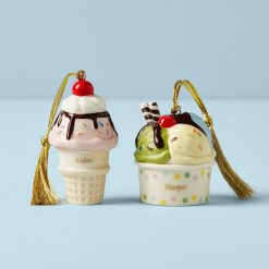 Lenox Everyday Flatware Personalized Ice Cream 2-Piece Ornament Set