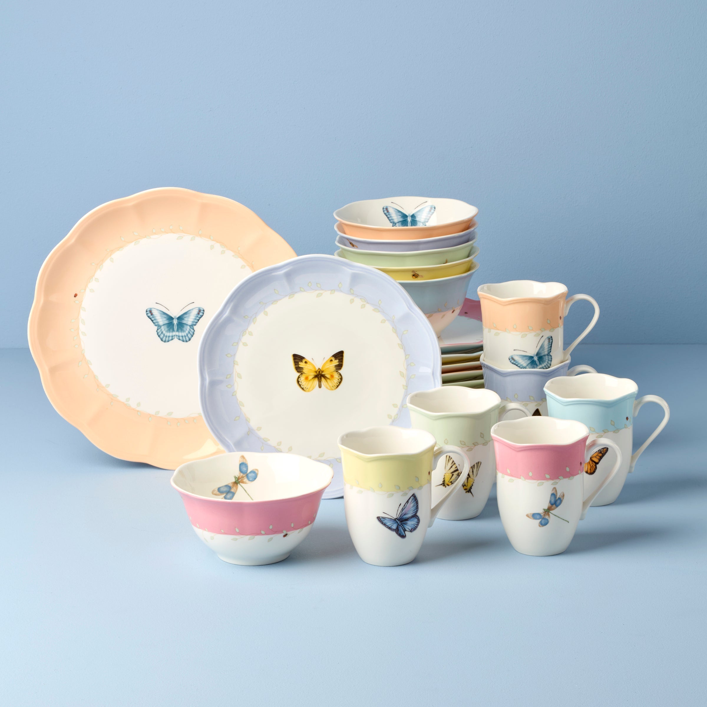 Lenox Everyday Flatware Butterfly Meadow Color 24-Piece Dinnerware Set