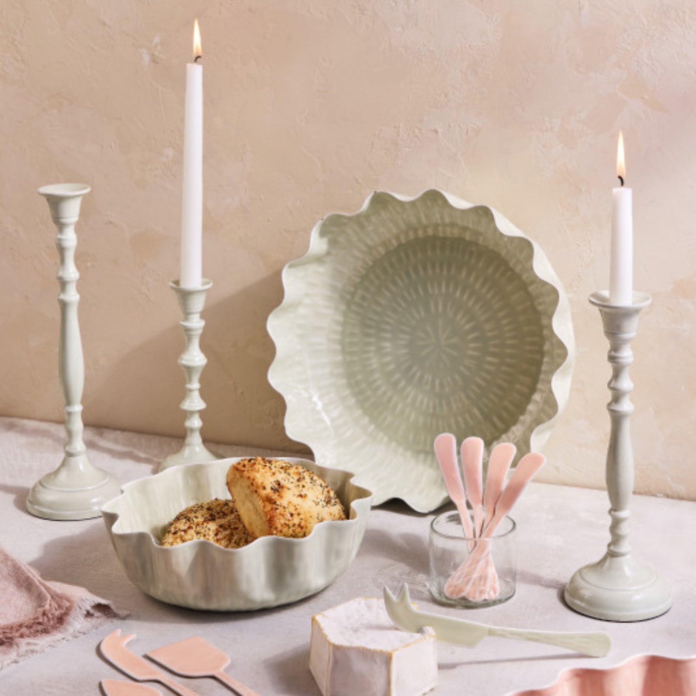 Lenox Everyday Flatware Nera Light Green Large Candle Holder - Image 2