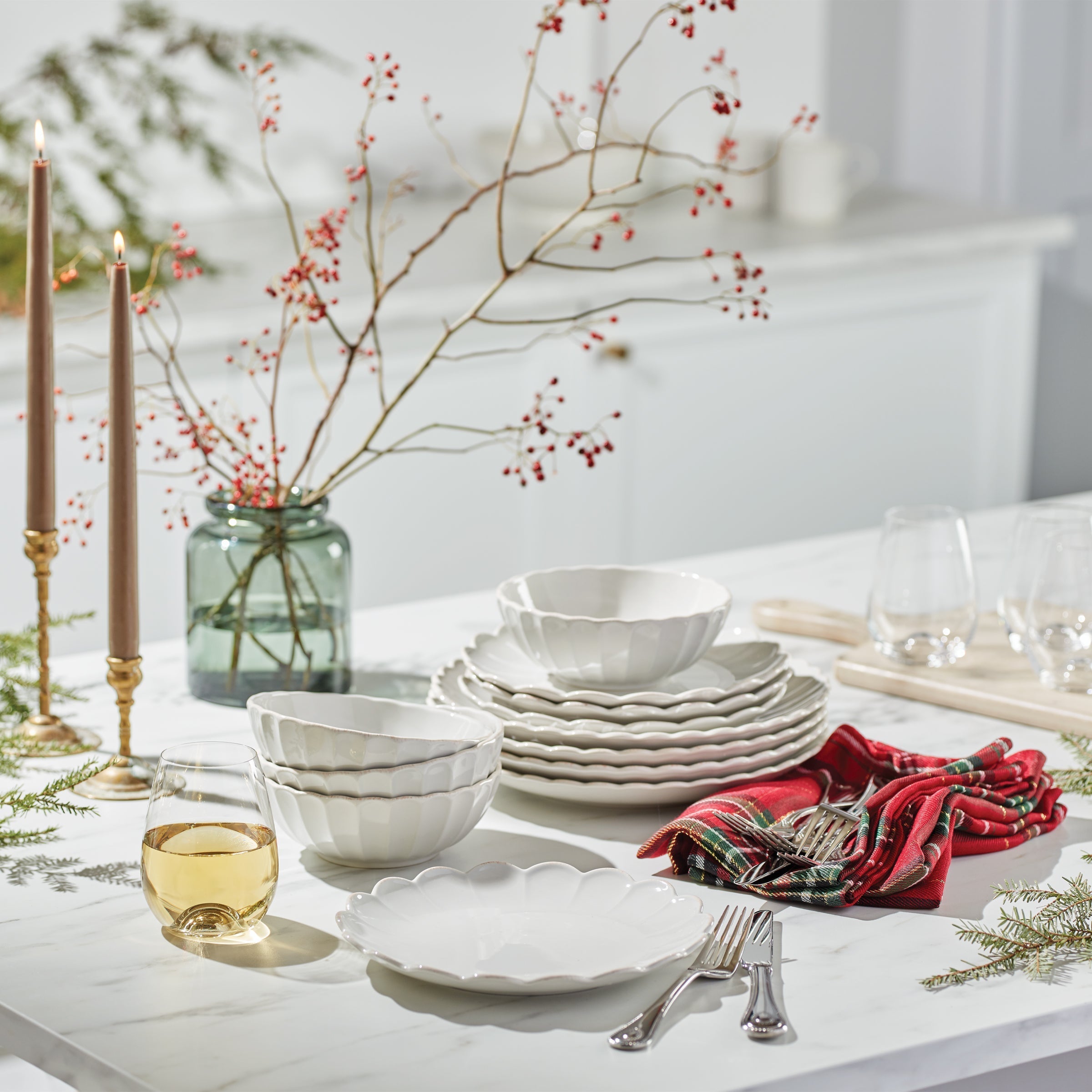 Lenox Everyday Flatware French Perle Scallop White 12-Piece Dinnerware Set - Image 12