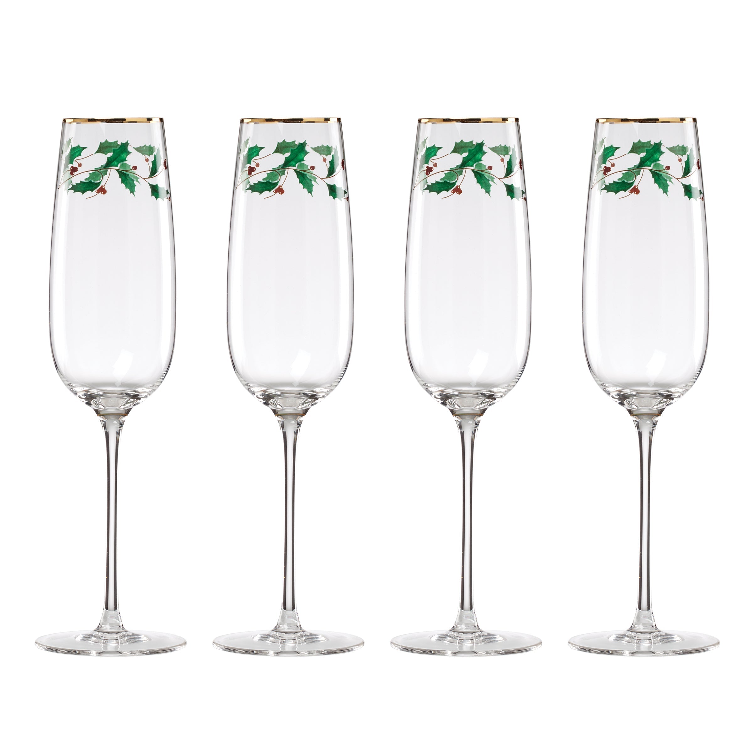 Lenox Everyday Flatware Holiday Decal Flute Glasses, Set of 4 - Image 6