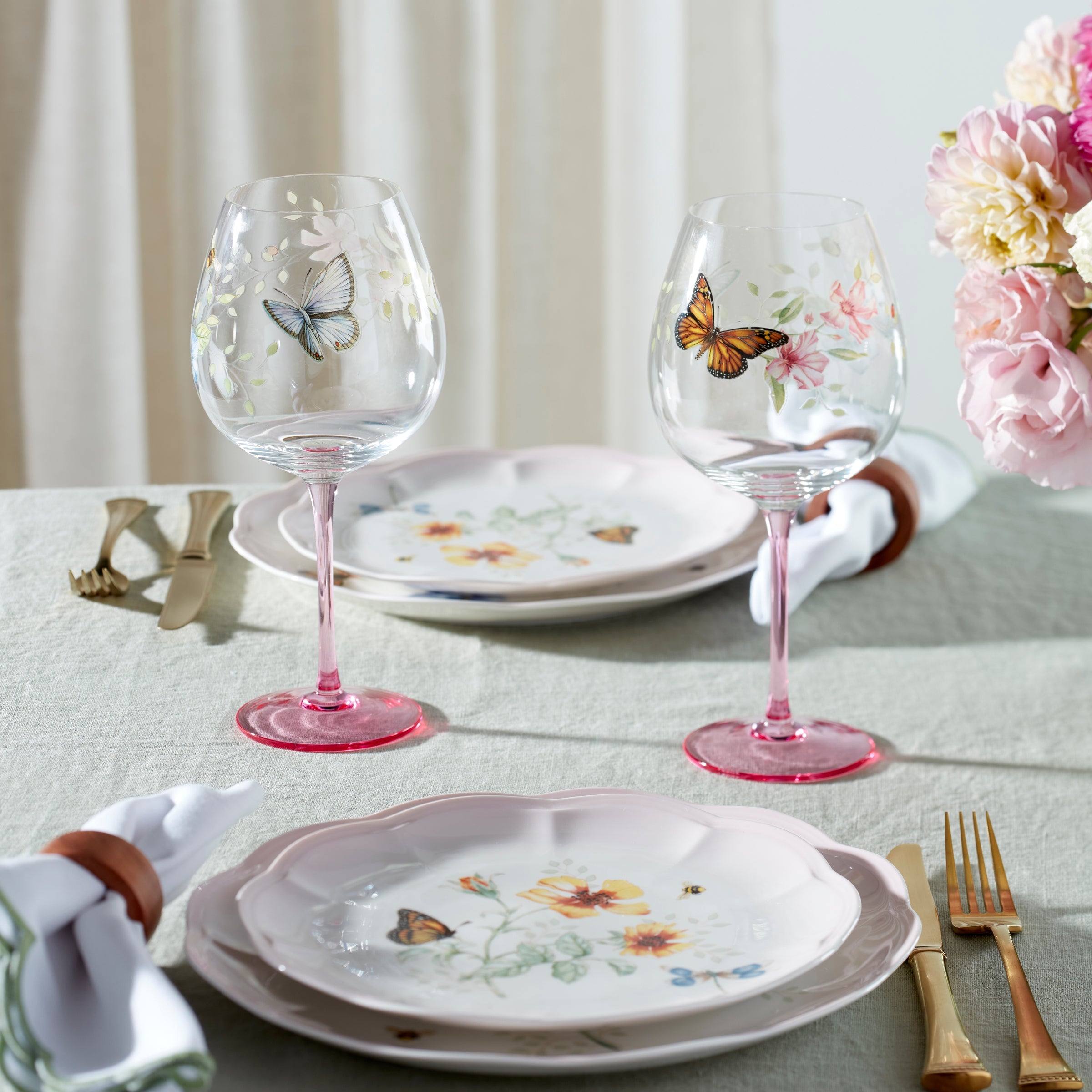 Lenox Everyday Flatware Butterfly Meadow Pink Decal Balloon, Set of 4 - Image 3