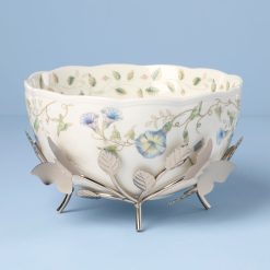 Lenox Everyday Flatware Butterfly Meadow 25th Anniversary Bowl with Stand