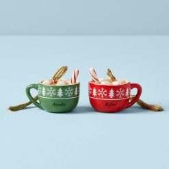 Lenox Everyday Flatware Personalized Hot Cocoa 2-Piece Ornament Set