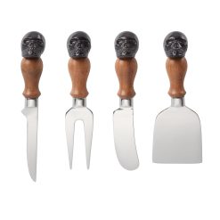 Lenox Everyday Flatware Vintro Halloween Skull Mirror 4-Piece Cheese Set