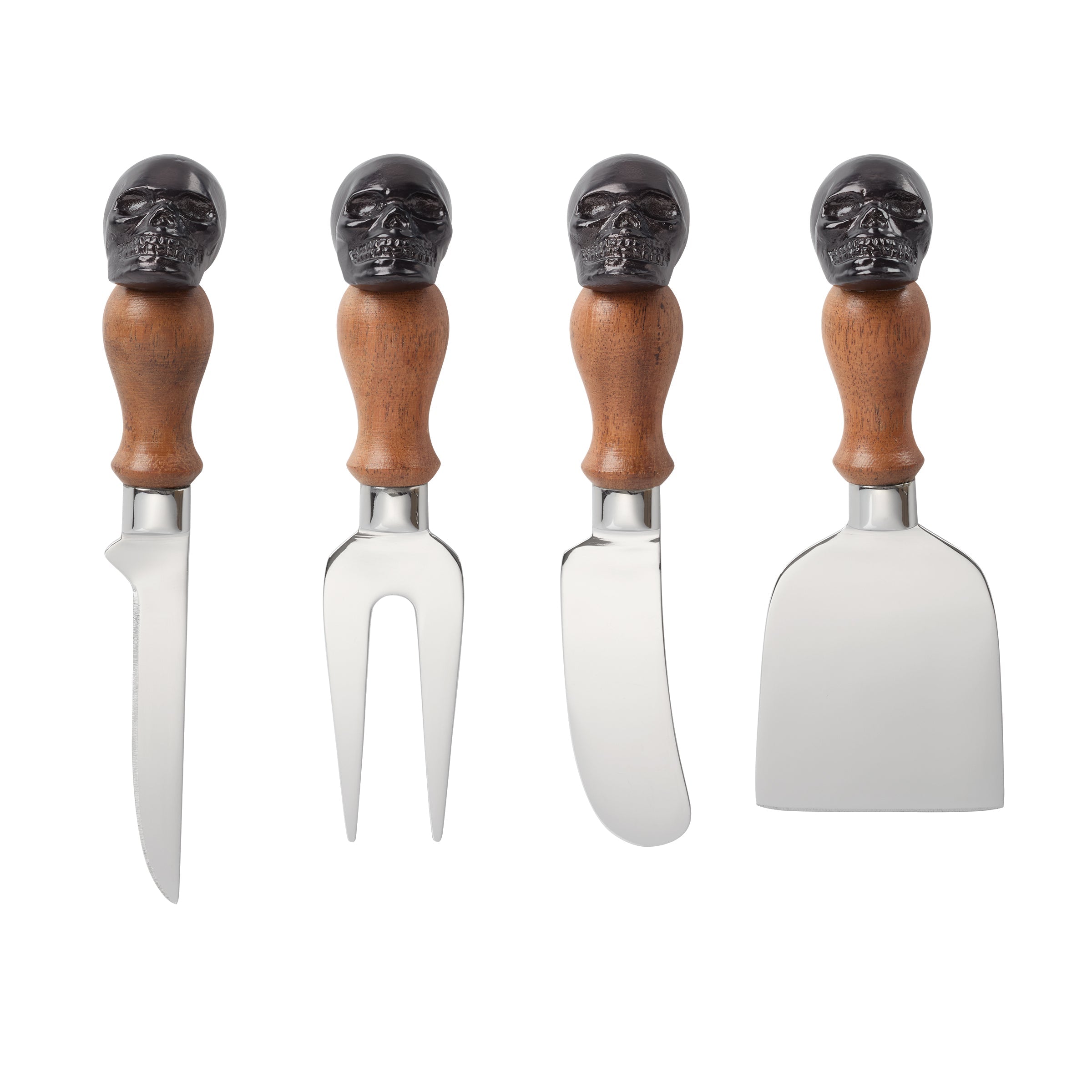 Lenox Everyday Flatware Vintro Halloween Skull Mirror 4-Piece Cheese Set