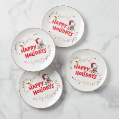 Lenox Everyday Flatware Snoopy Christmas Accent Plates, Set of 4