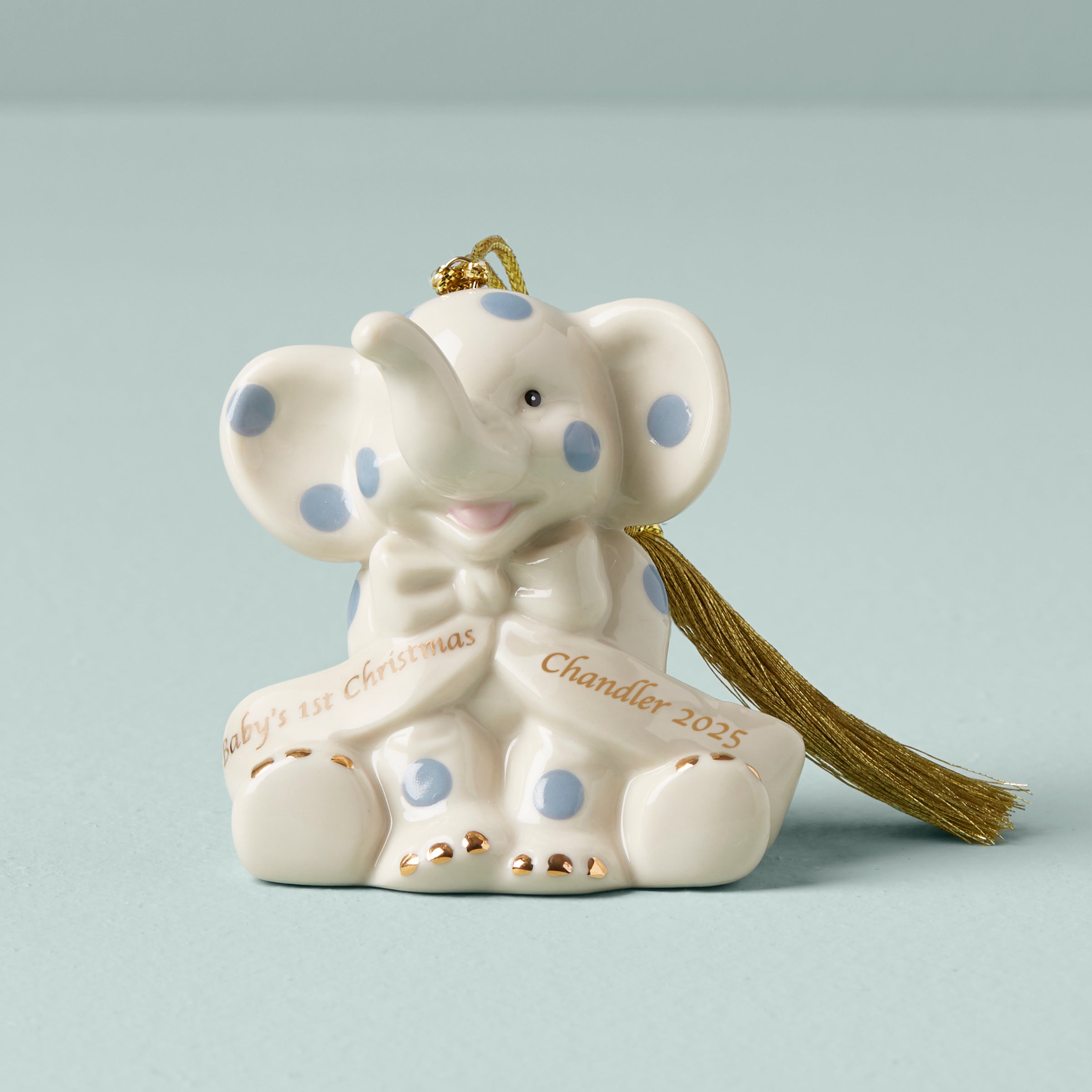 Lenox Everyday Flatware Personalized Blue Elephant Ornament