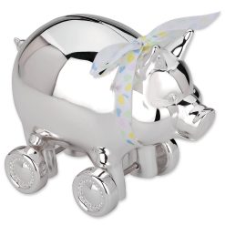 Lenox Everyday Flatware Piggy with Wheels Silverplate Bank
