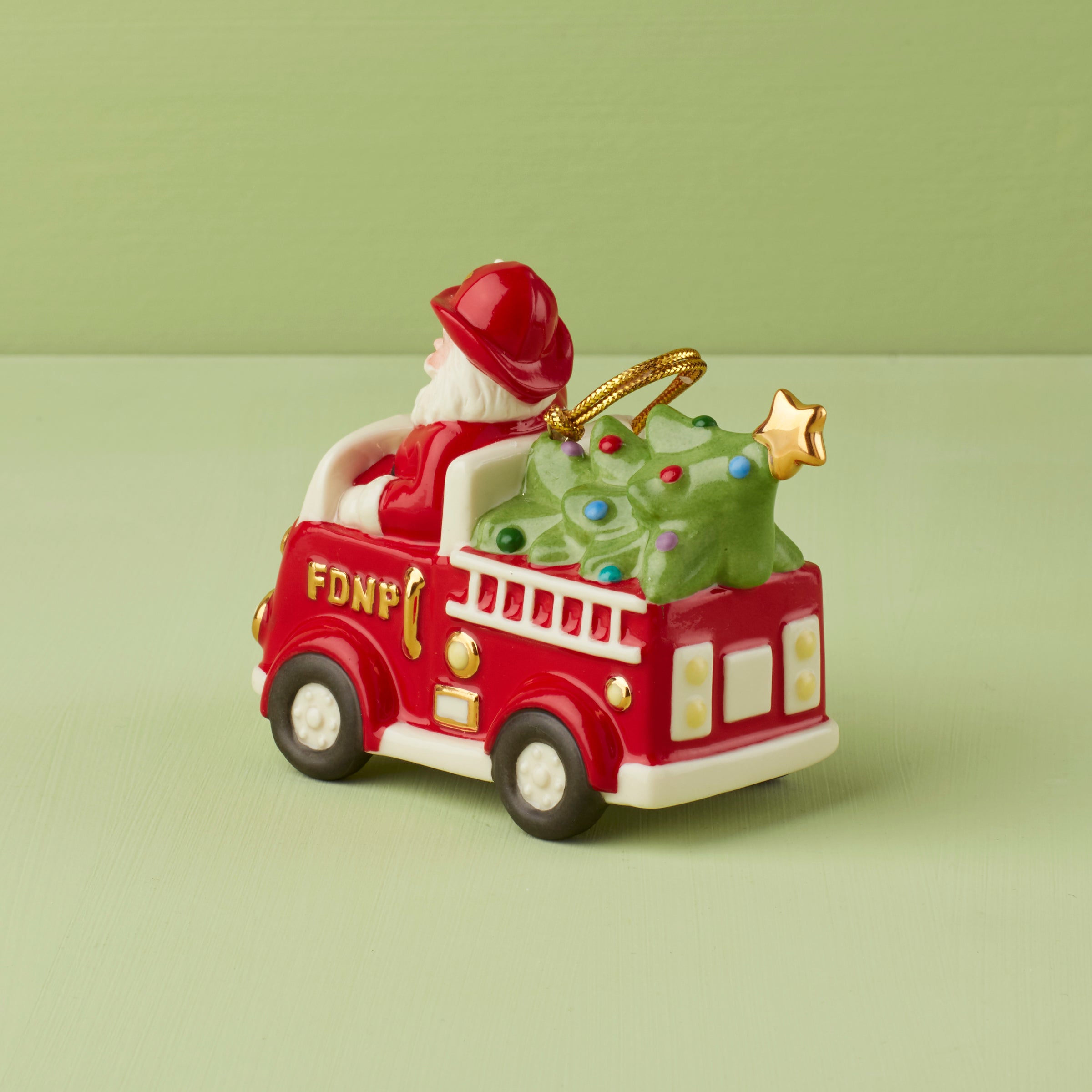Lenox Everyday Flatware Santa In Fire Truck Ornament - Image 2