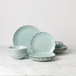 Lenox Everyday Flatware French Perle Scallop Ice Blue 12-Piece Dinnerware Set