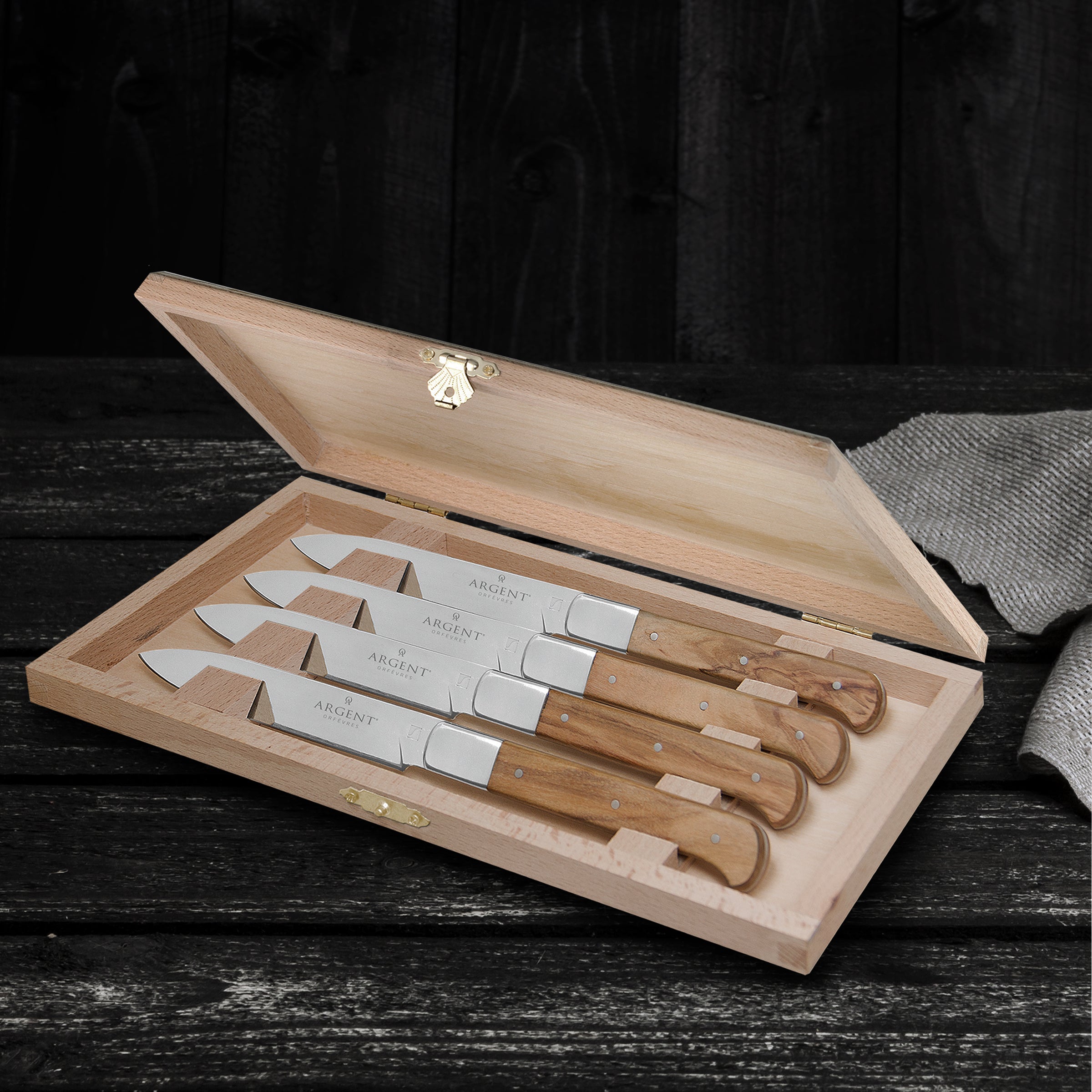 Lenox Everyday Flatware Argent Lynden Olive Wood Steak Knives, Set of 4 - Image 5