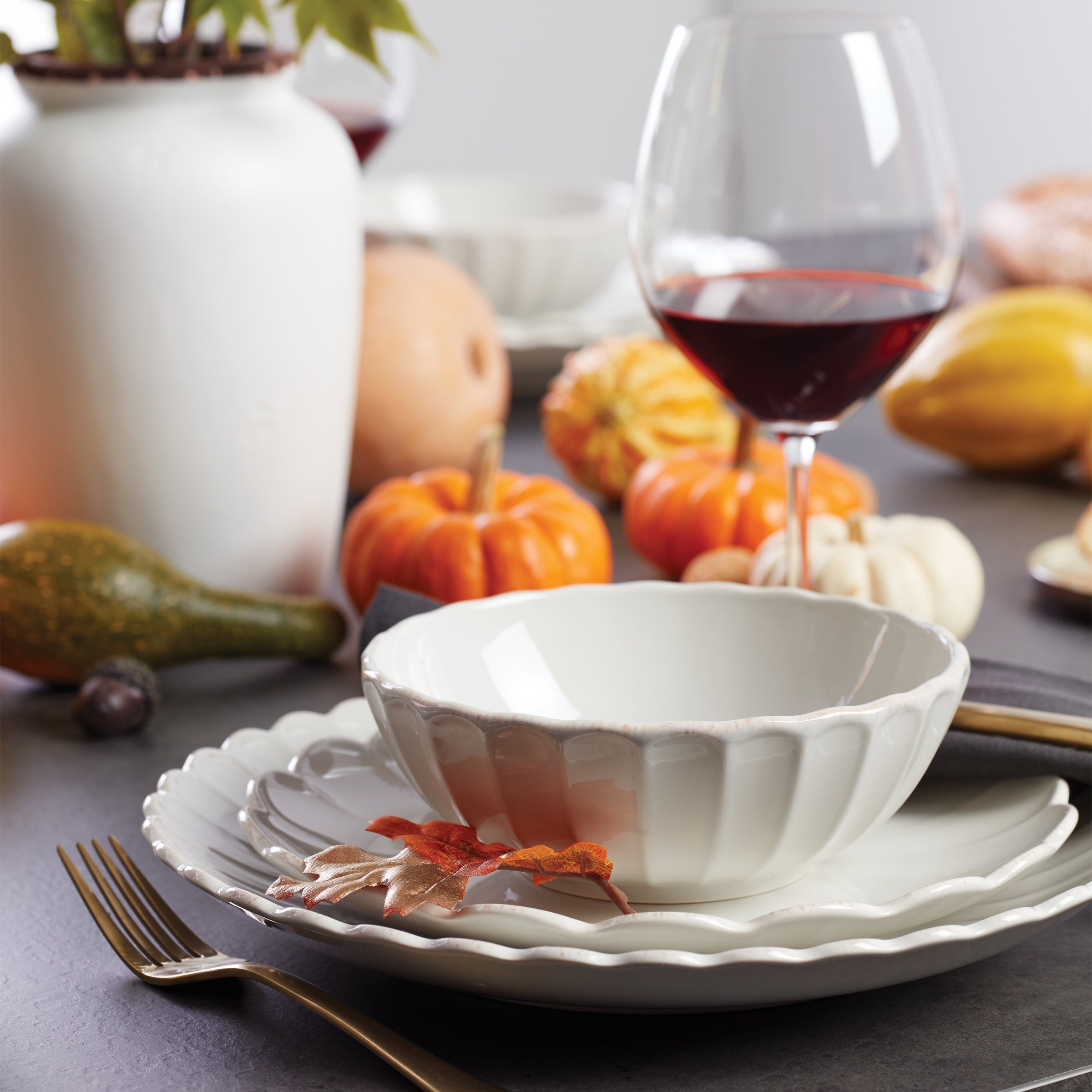 Lenox Everyday Flatware French Perle Scallop White 12-Piece Dinnerware Set - Image 11