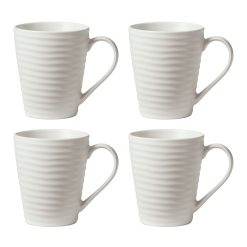 Lenox Everyday Flatware Ridge White Mugs, Set of 4