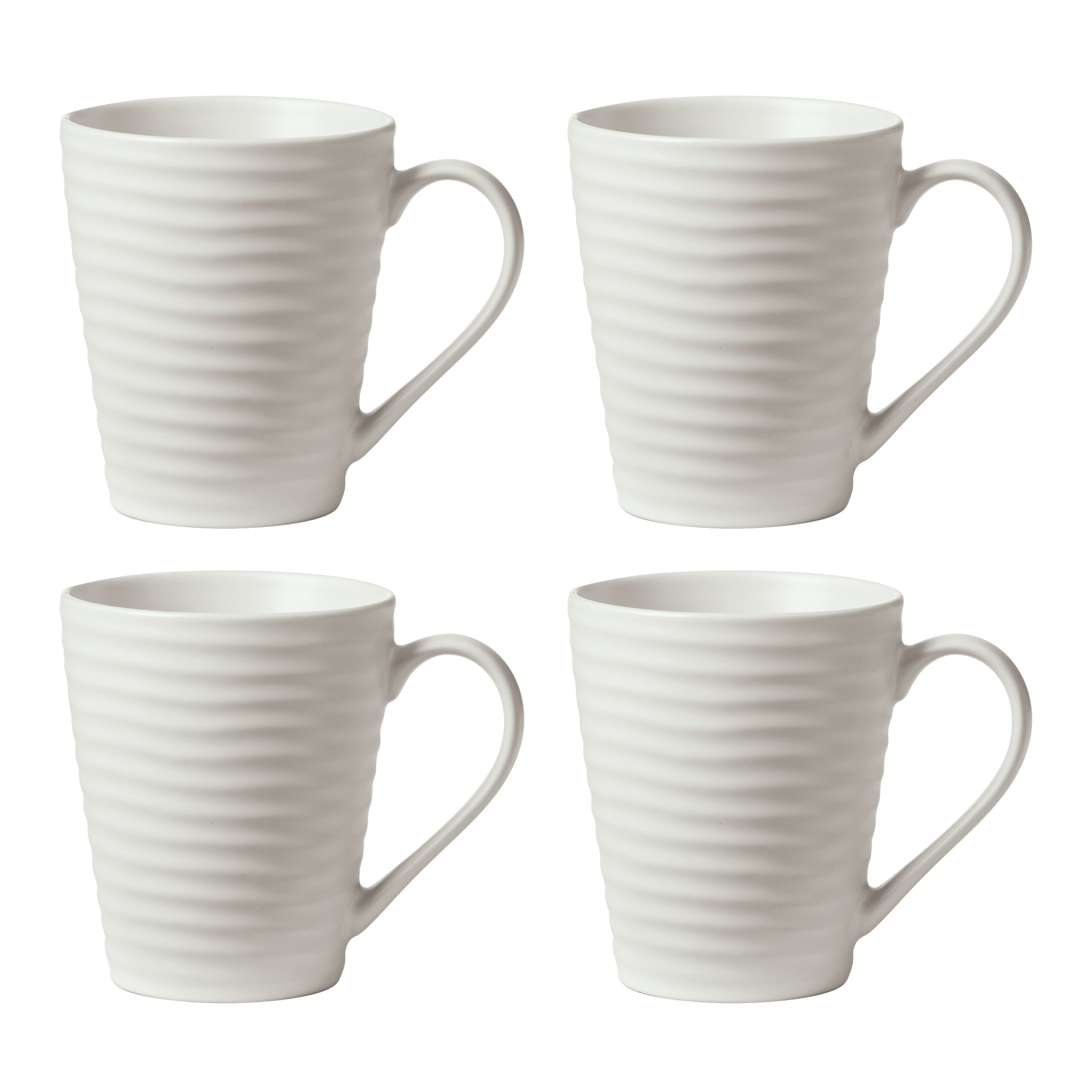 Lenox Everyday Flatware Ridge White Mugs, Set of 4