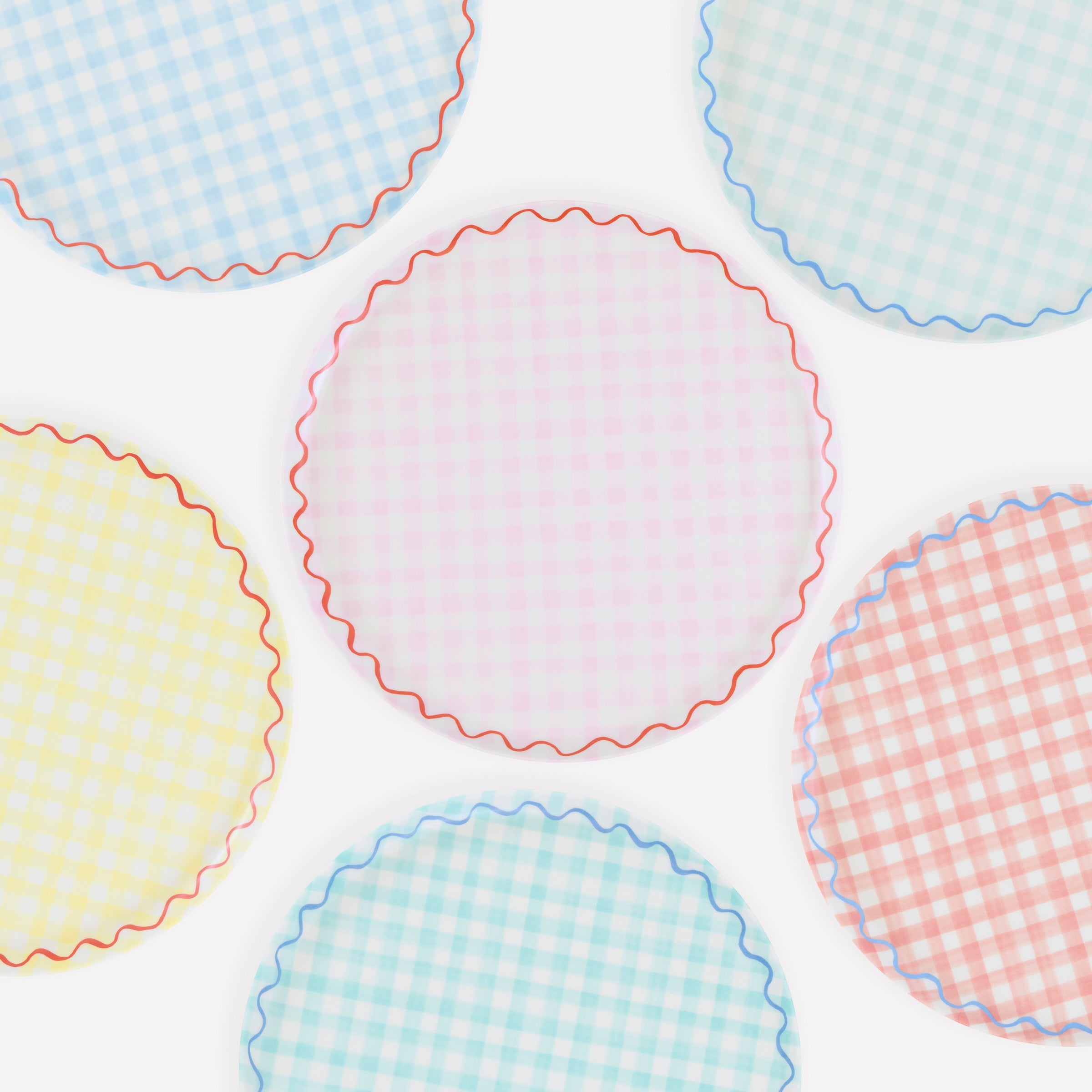 Lenox Everyday Flatware Gingham Reusable Large Plates, Set of 6