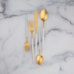 Alternative view of Lenox Everyday Flatware Mazzy Gold Satin White Pom Handle 20-Piece Flatware Set