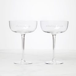 Lenox Everyday Flatware Winding Down & Cheering Up Coupe Glasses, Set of 2