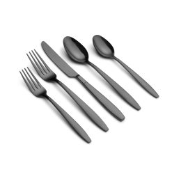 Lenox Everyday Flatware Mathison Black Sand Mirror 45-Piece Flatware Set