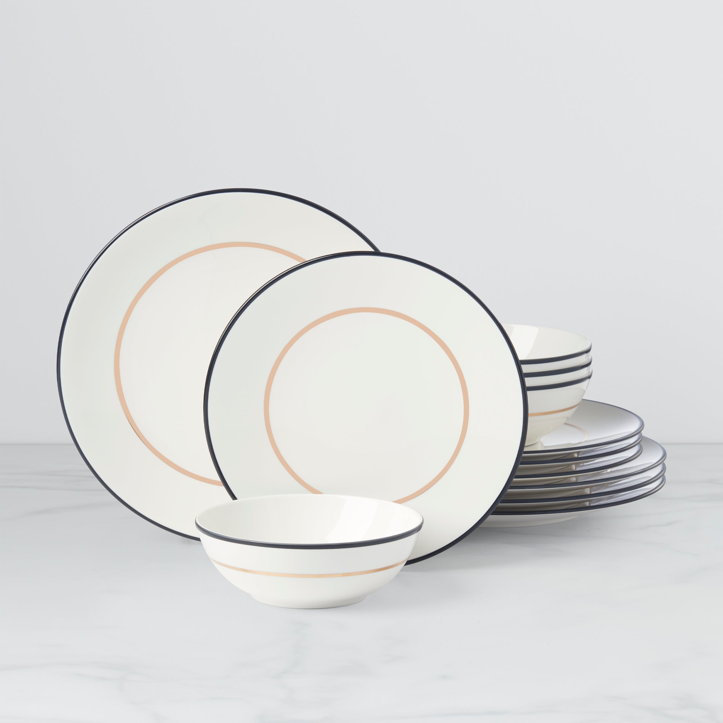 Lenox Everyday Flatware Make It Pop Black & Gold 12-Piece Dinnerware Set