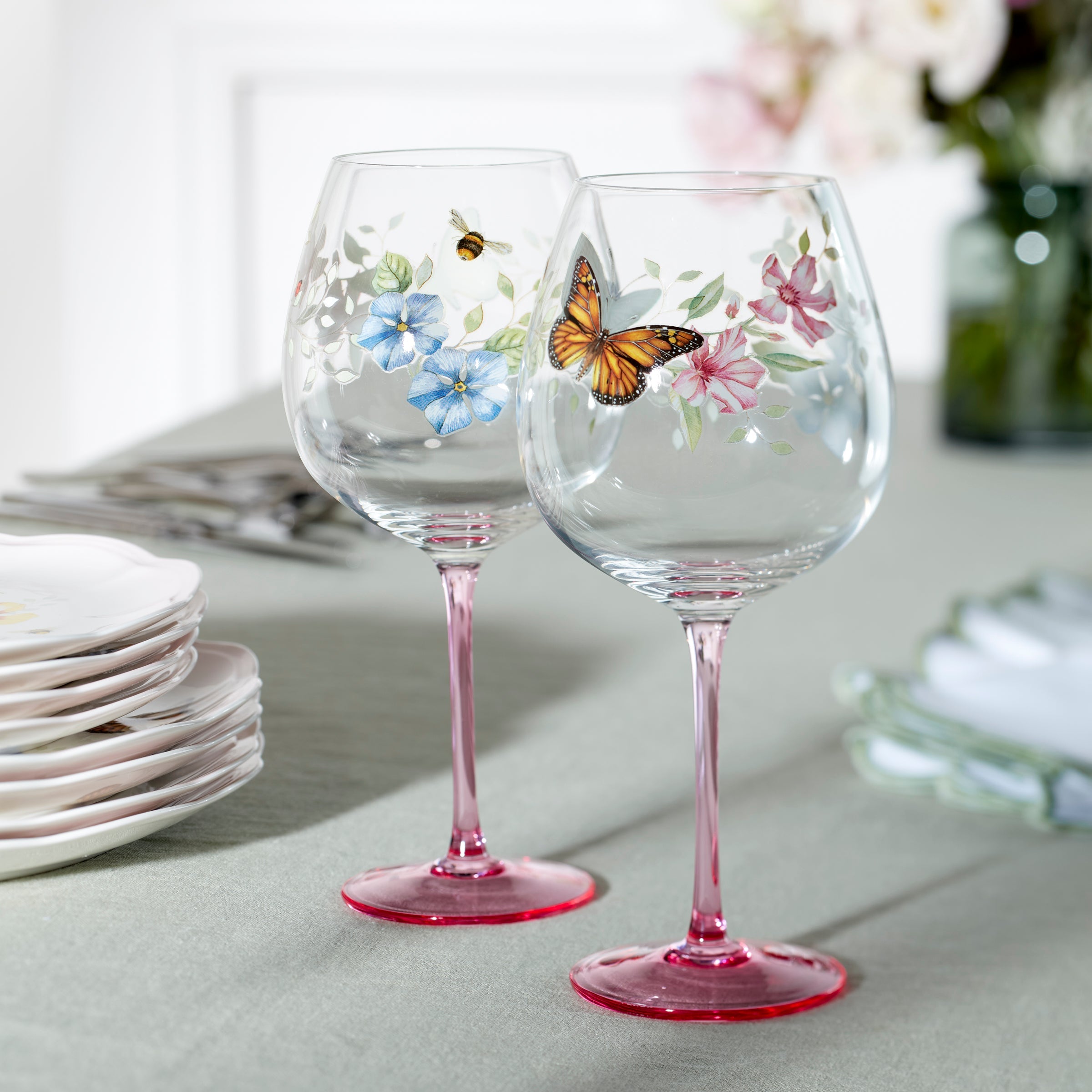 Lenox Everyday Flatware Butterfly Meadow Pink Decal Balloon, Set of 4 - Image 2