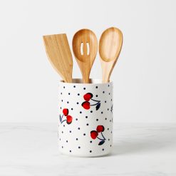 Lenox Everyday Flatware Vintage Cherry Dot 4-Piece Utensil Crock Set