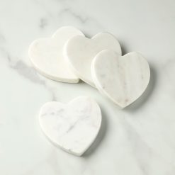 Lenox Everyday Flatware White Marble Heart Coasters, Set of 4