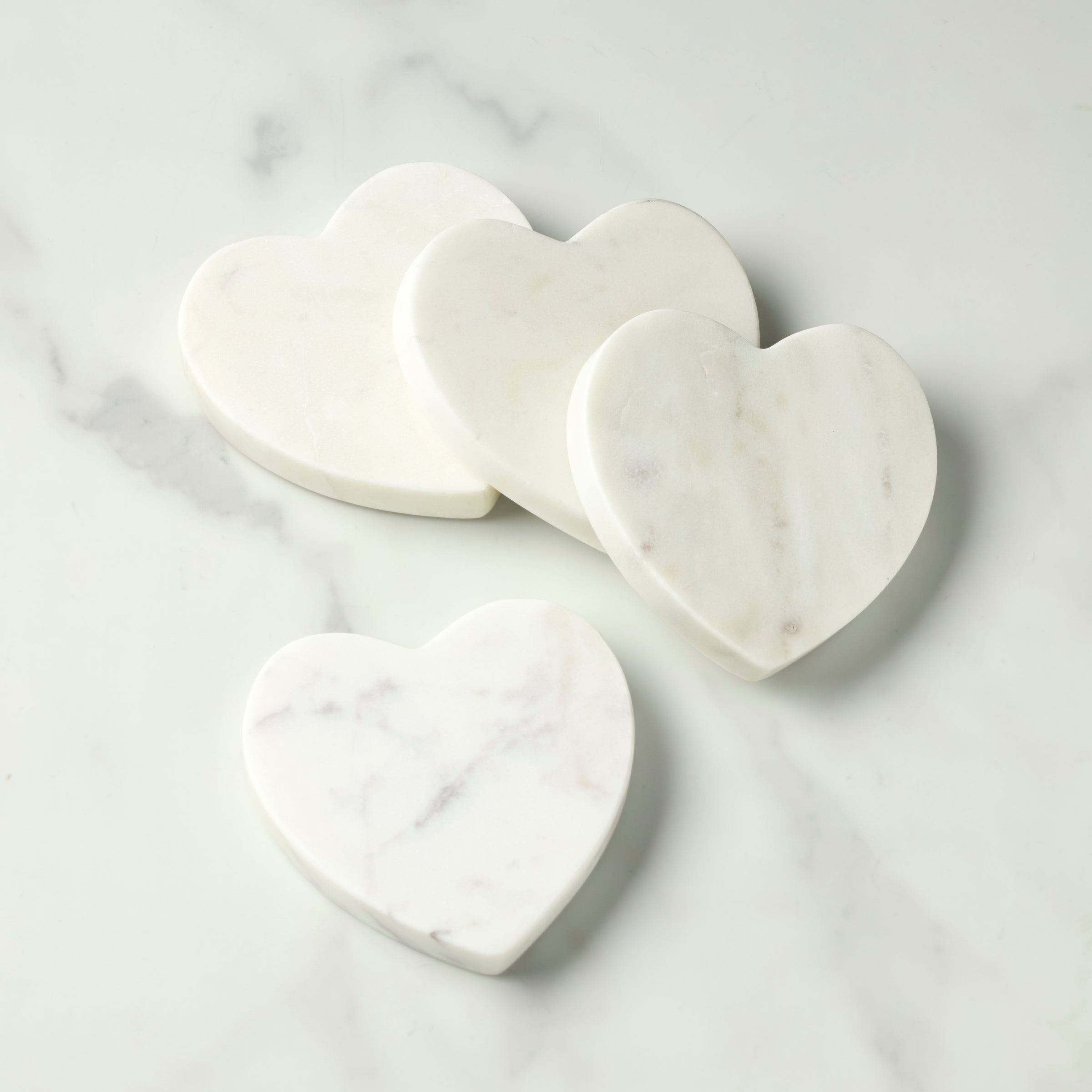 Lenox Everyday Flatware White Marble Heart Coasters, Set of 4