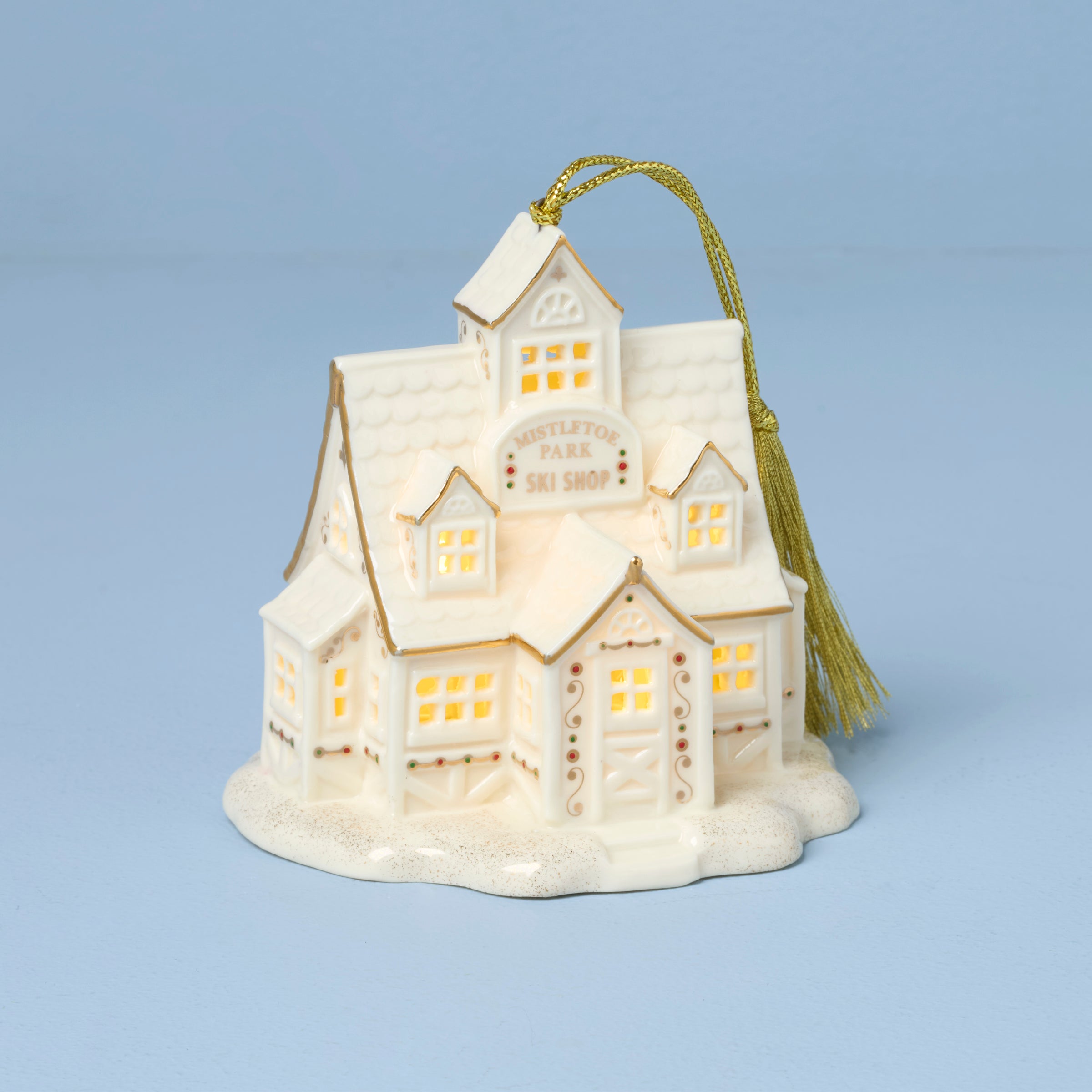 Lenox Everyday Flatware Mistletoe Park Ski Shop Lit Ornament - Image 2