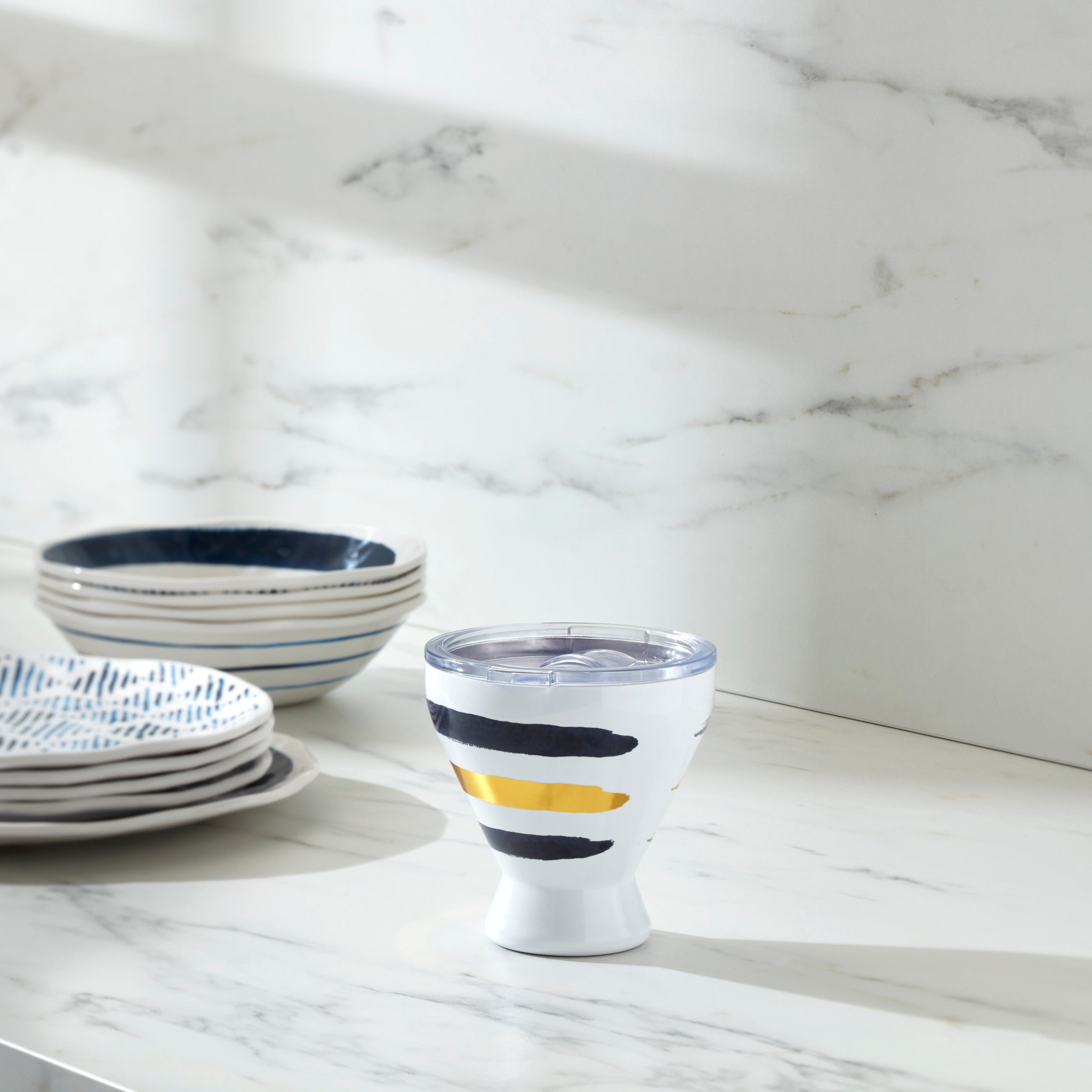 Lenox Everyday Flatware Blue Bay Stripe Stainless Steel Cocktail Tumbler - Image 2