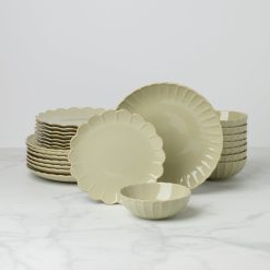 Lenox Everyday Flatware French Perle Scallop Matcha 24-Piece Dinnerware Set