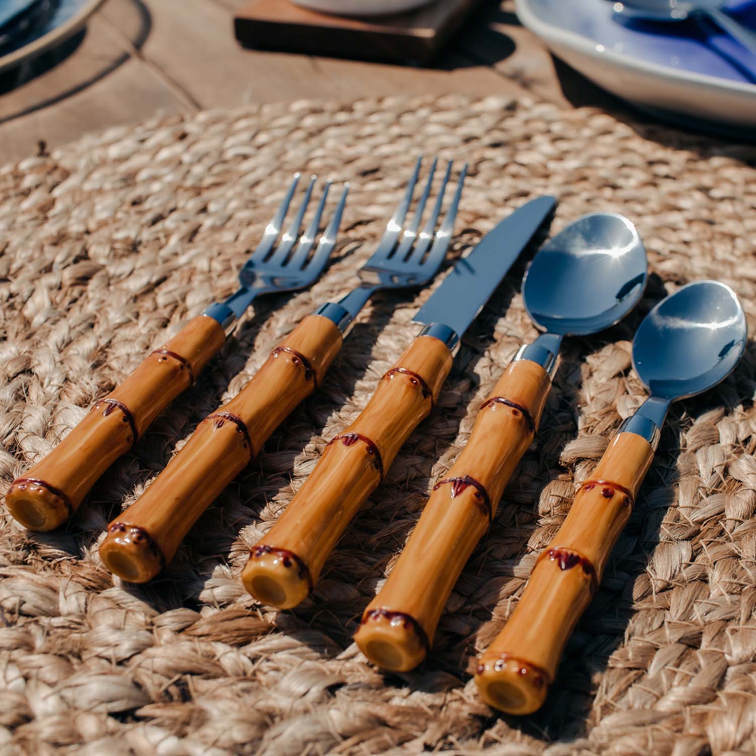 Lenox Everyday Flatware Bamboo Plastic Handle 20-Piece Flatware Set - Image 7