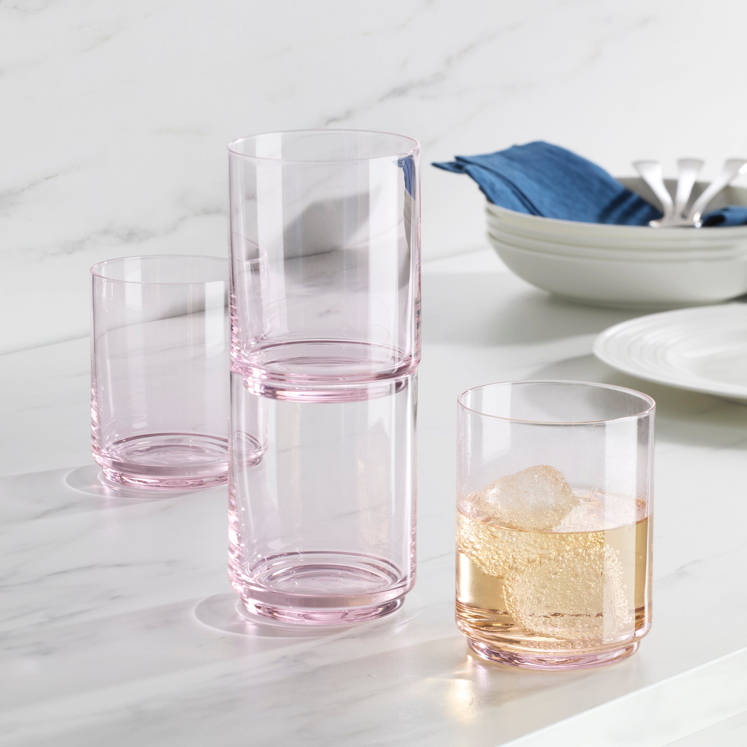 Lenox Everyday Flatware Tuscany Stackable Blush Tall Glasses, Set of 4 - Image 6