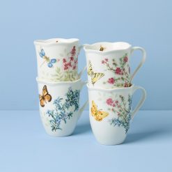 Lenox Everyday Flatware Butterfly Meadow Herbs Mugs, Set of 4