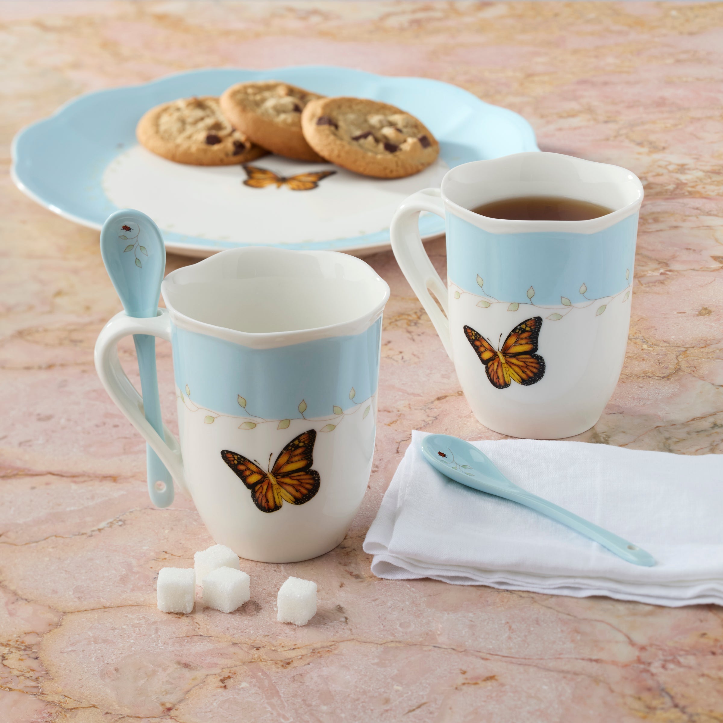 Lenox Everyday Flatware Butterfly Meadow Blue Mugs with Spoons, Set of 2 - Image 5