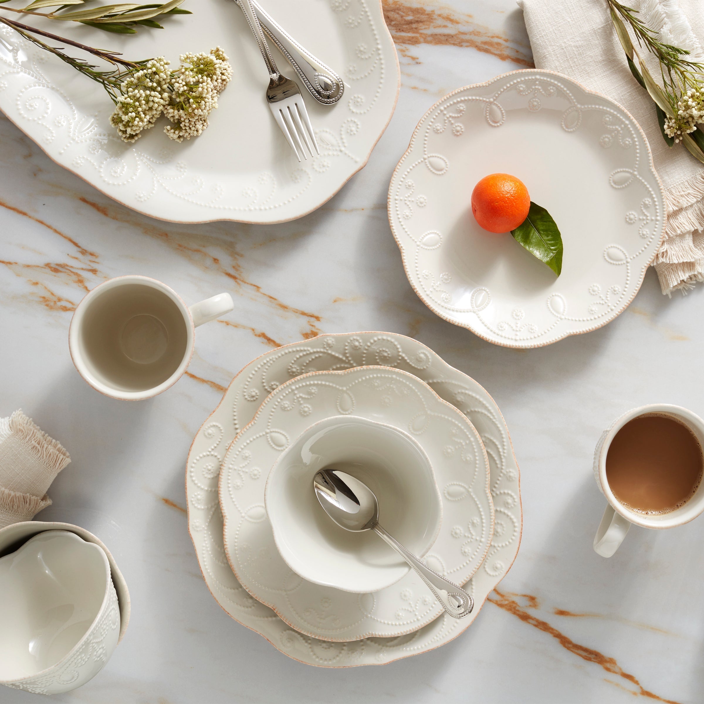 Lenox Everyday Flatware French Perle White 12-Piece Dinnerware Set - Image 4