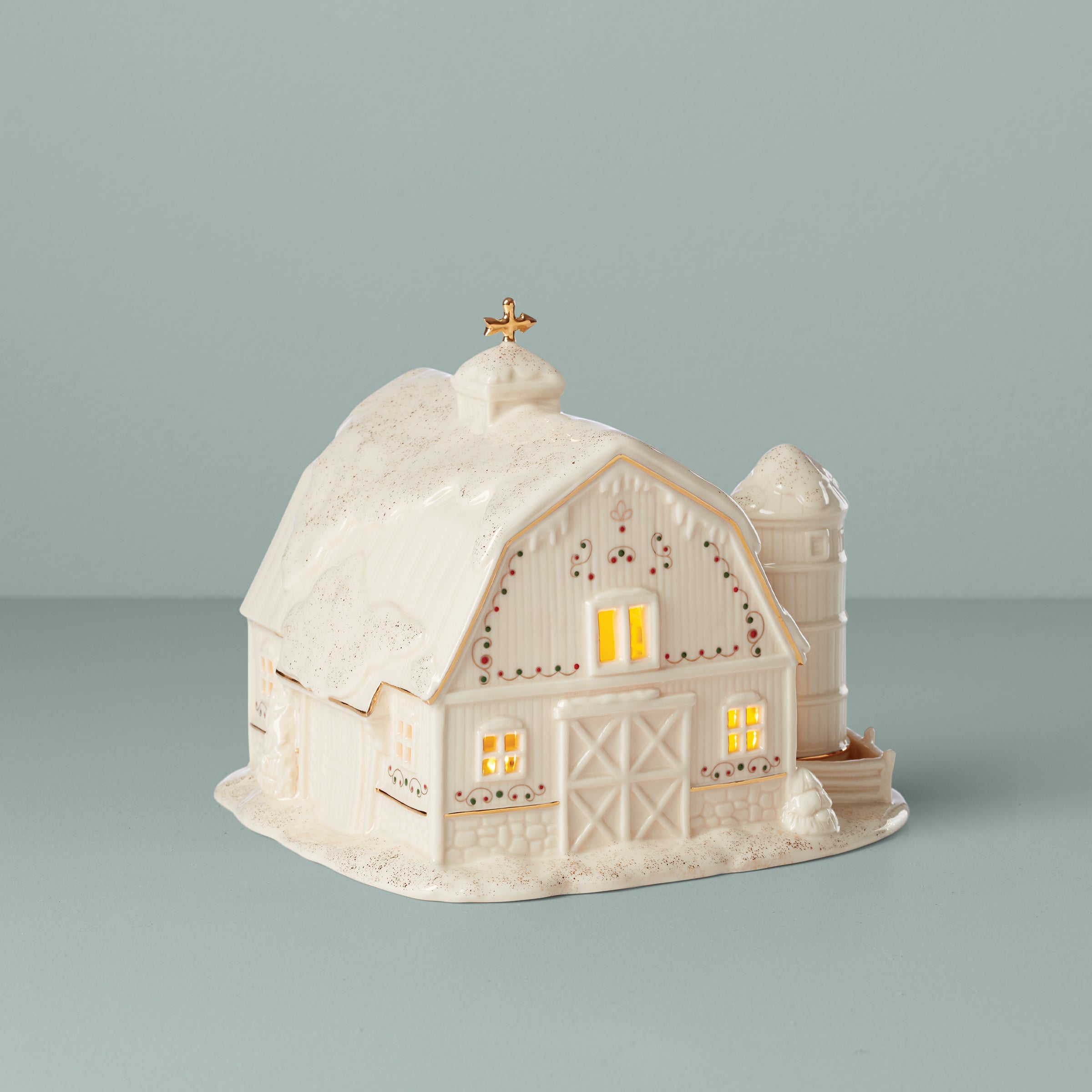 Lenox Everyday Flatware Mistletoe Park Lit Barn Figurine - Image 2