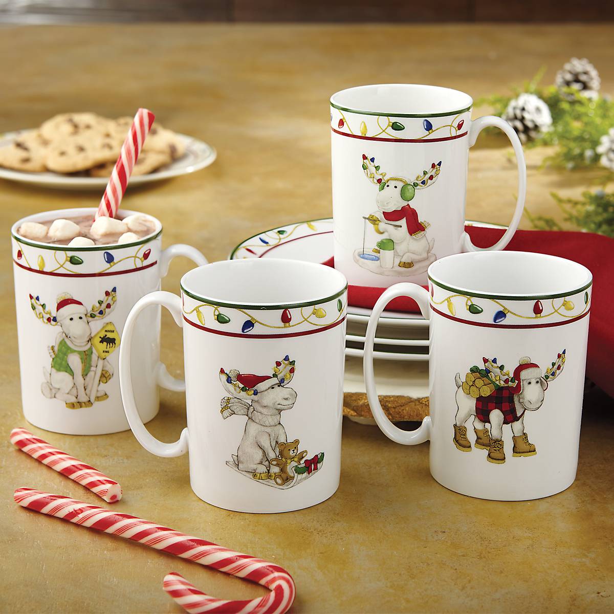 Lenox Everyday Flatware Merry Marcel Moose Mugs, Set of 4 - Image 3