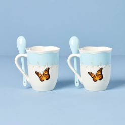 Alternative view of Lenox Everyday Flatware Butterfly Meadow Blue Mugs with Spoons, Set of 2