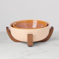 Lenox Everyday Flatware 24 Seven Sunbaked 3-Piece Nesting Bowl Set with Wood Stand