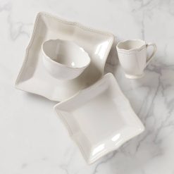 Lenox Everyday Flatware French Perle Bead White 4-Piece Place Setting