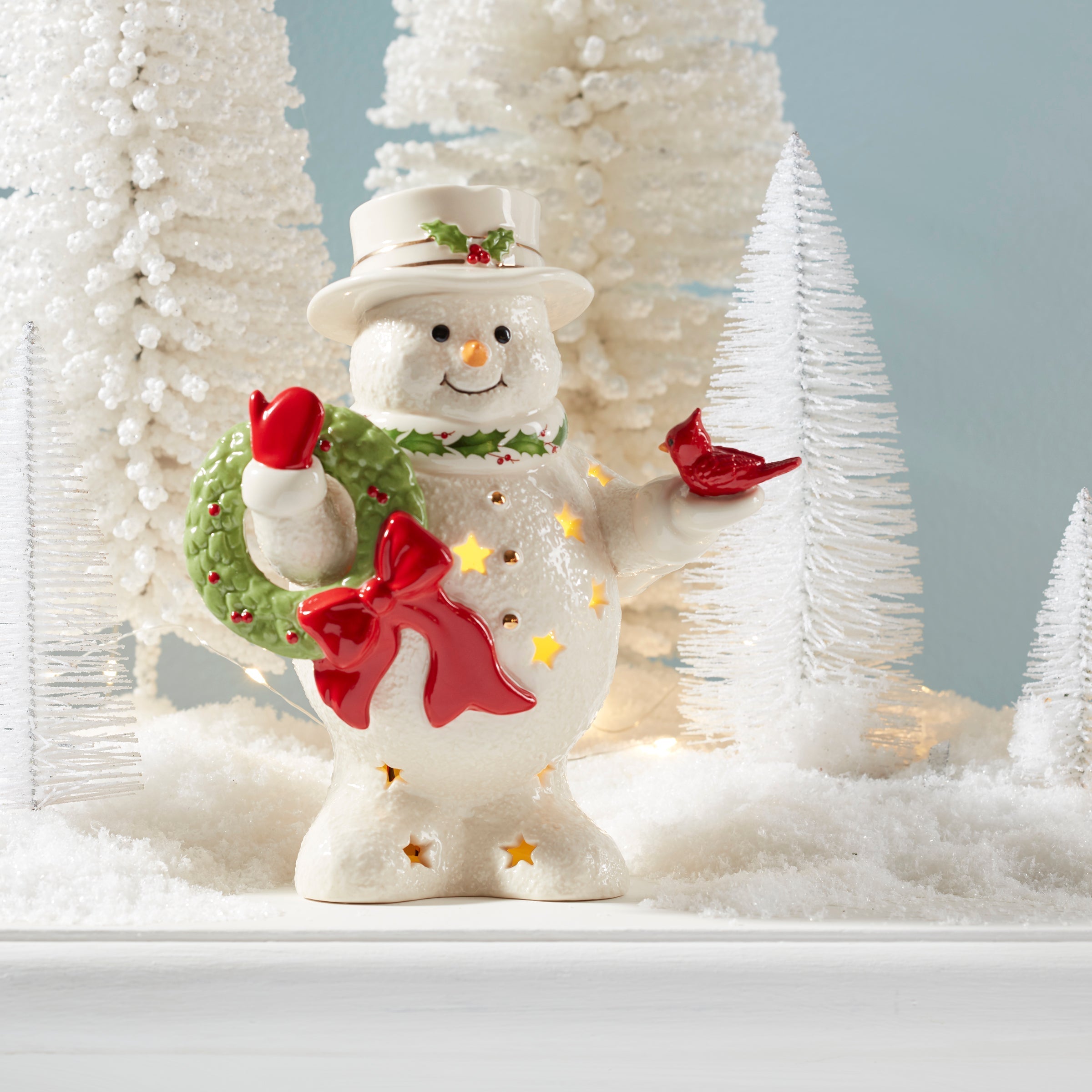 Lenox Everyday Flatware Happy Holly Days Snowman Holding Wreath Figurine - Image 4