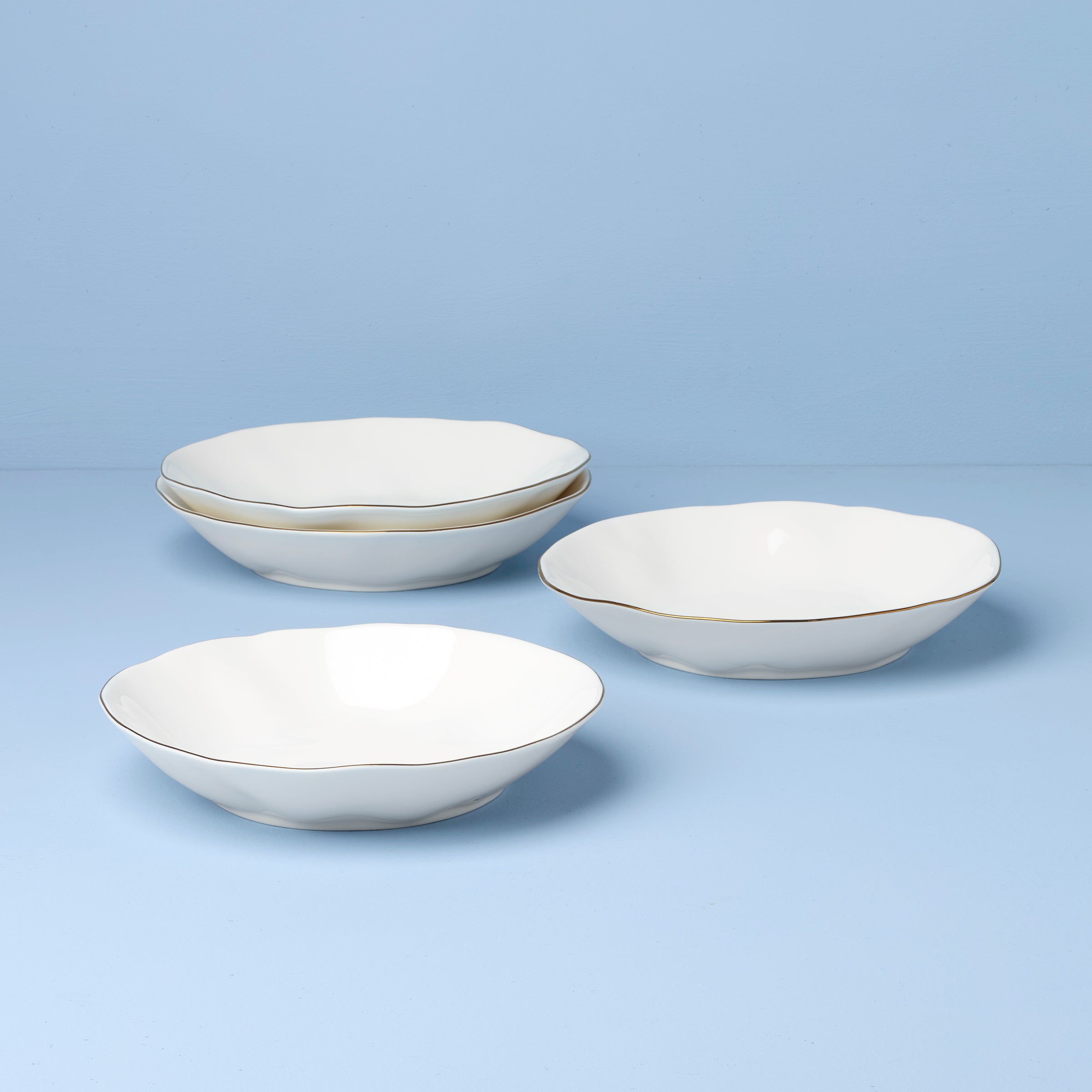 Lenox Everyday Flatware Blue Bay White Pasta Bowls, Set of 4