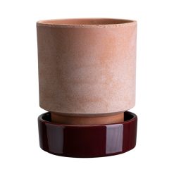Lenox Everyday Flatware Hoff Raw Rosa & Glazed Deep Burgundy 14cm Pot with Saucer