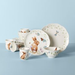 Lenox Everyday Flatware Butterfly Meadow Bunny 16-Piece Dinnerware Set
