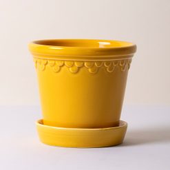 Lenox Everyday Flatware Kobenhavner Glazed Amber Yellow 16cm Pot with Saucer