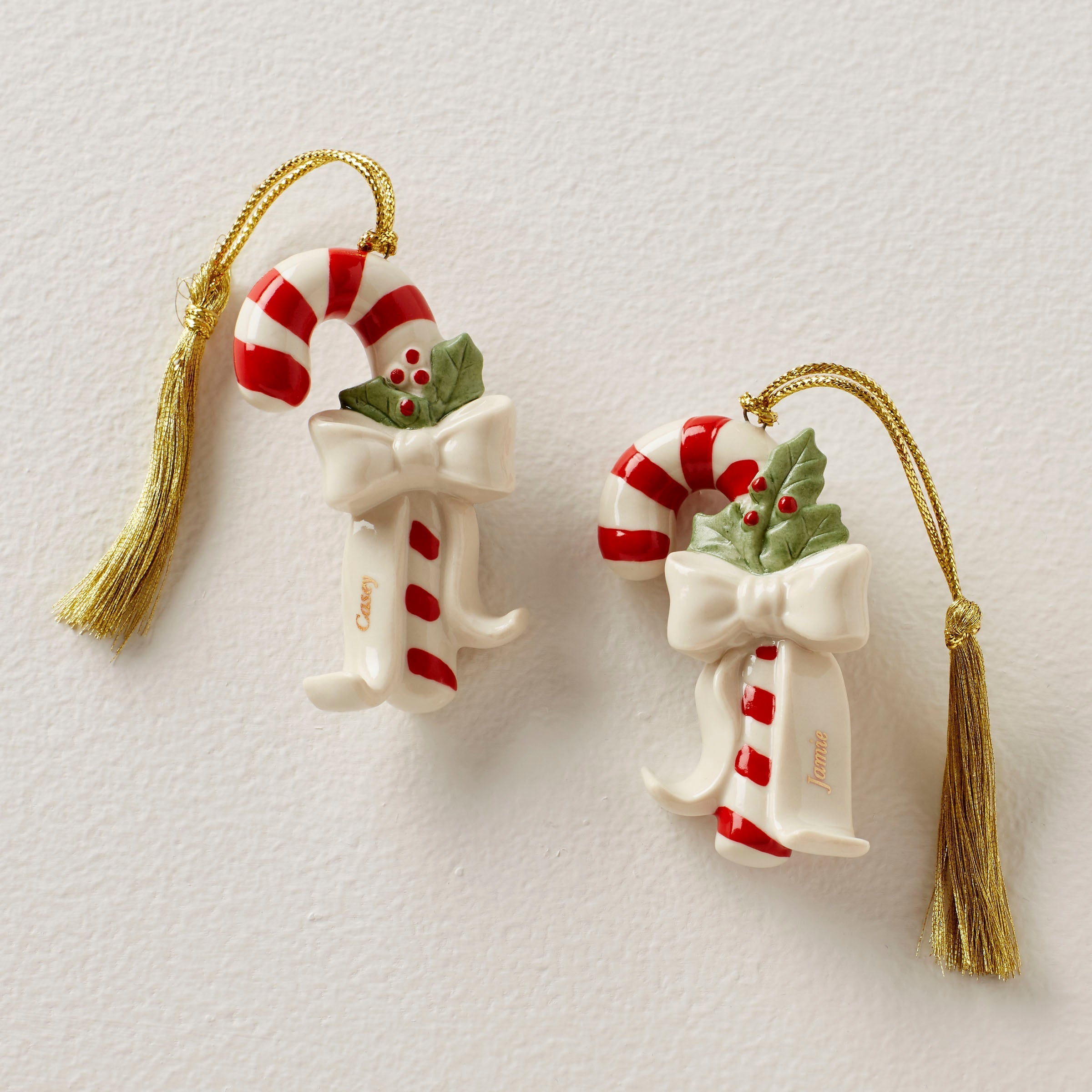 Lenox Everyday Flatware Personalized Candycane 2-Piece Ornament Set