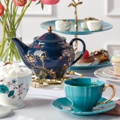 Alternative view of Lenox Everyday Flatware Sprig & Vine Navy Teacup & Saucer